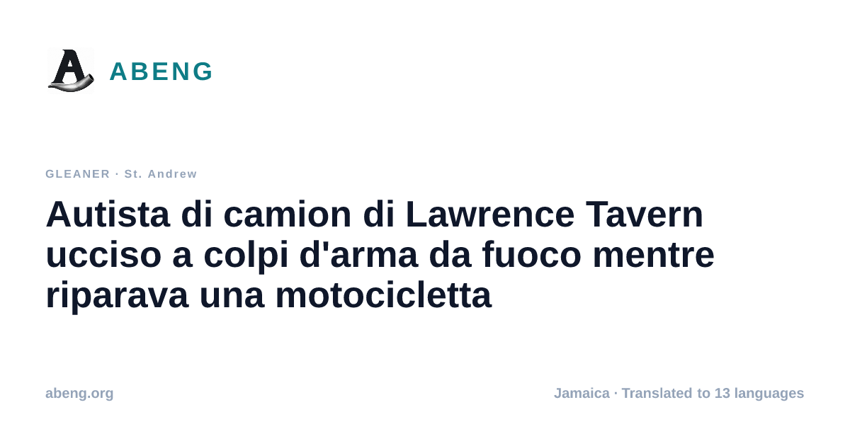 Autista di camion di Lawrence Tavern ucciso a colpi d'arma da fuoco mentre riparava una motocicletta