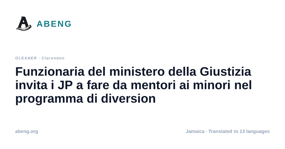 Funzionaria del ministero della Giustizia invita i JP a fare da mentori ai minori nel programma di diversion
