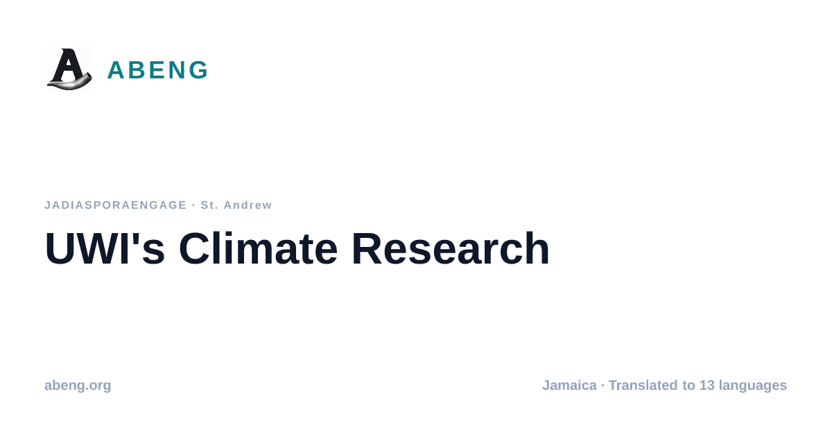 UWI's Climate Research