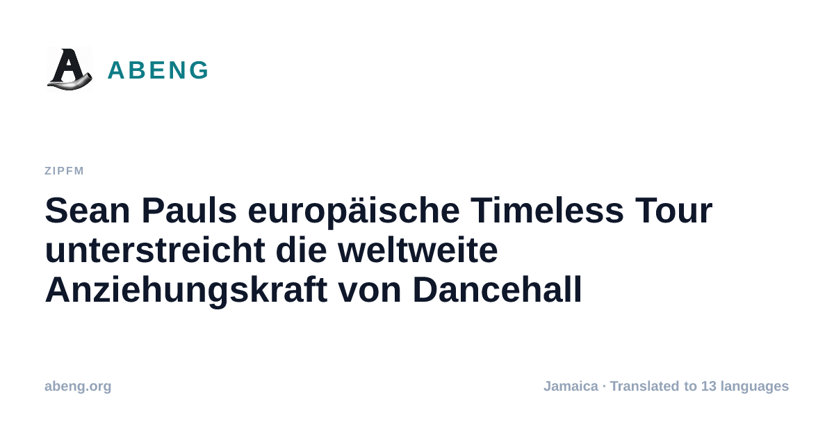 Sean Pauls europäische Timeless Tour unterstreicht die weltweite Anziehungskraft von Dancehall