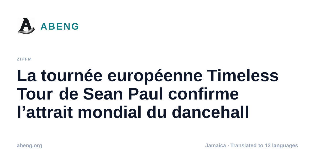 La tournée européenne Timeless Tour de Sean Paul confirme l’attrait mondial du dancehall