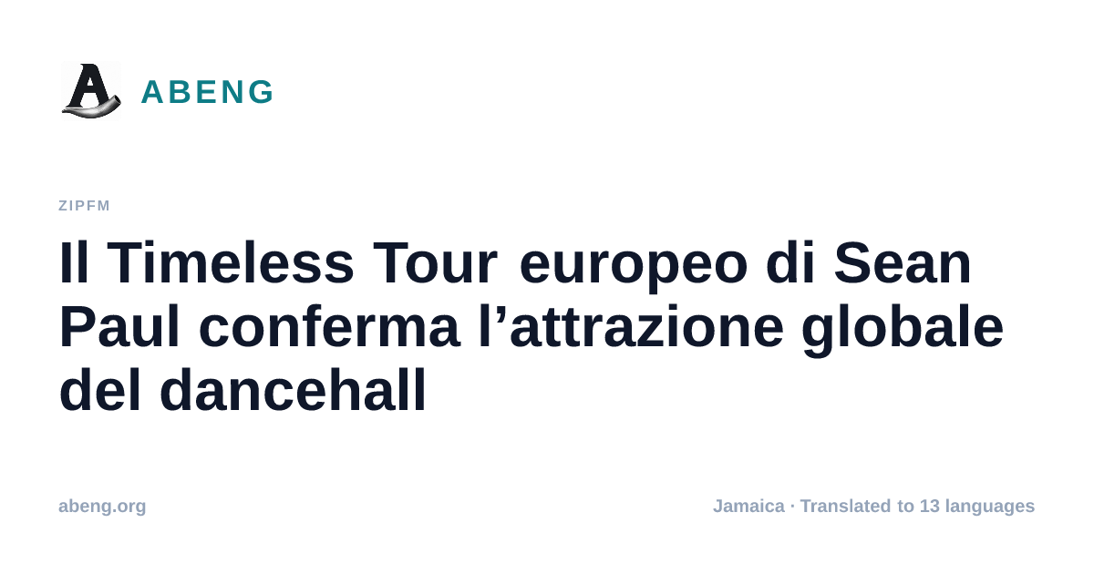 Il Timeless Tour europeo di Sean Paul conferma l’attrazione globale del dancehall